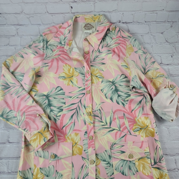 Vintage Natural Elements Wmn's Size 12 100% Silk Hawaiian Print Shacket *No Belt - Picture 5 of 11